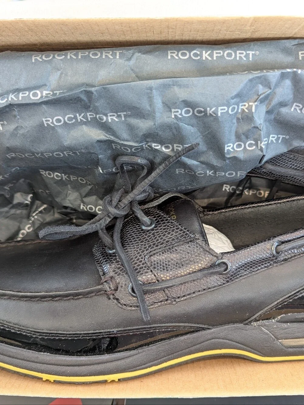 Rockport Schooner Black Leather Loafer Men's 8.5, Nee